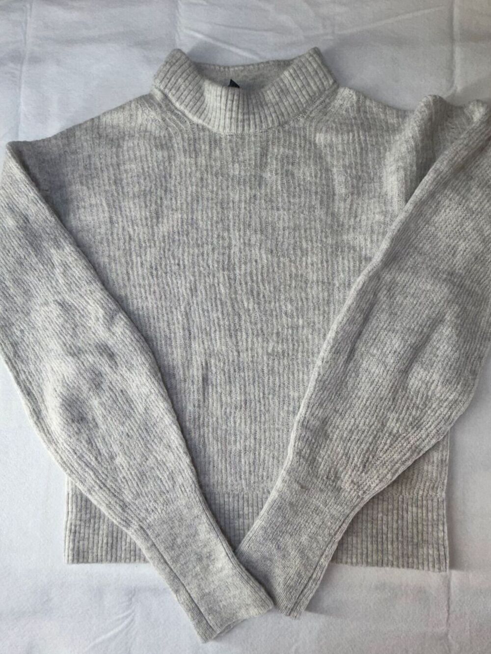 Quince Women's Small Light Gray Merino Wool Baby Alpaca Mock Neck Sweater